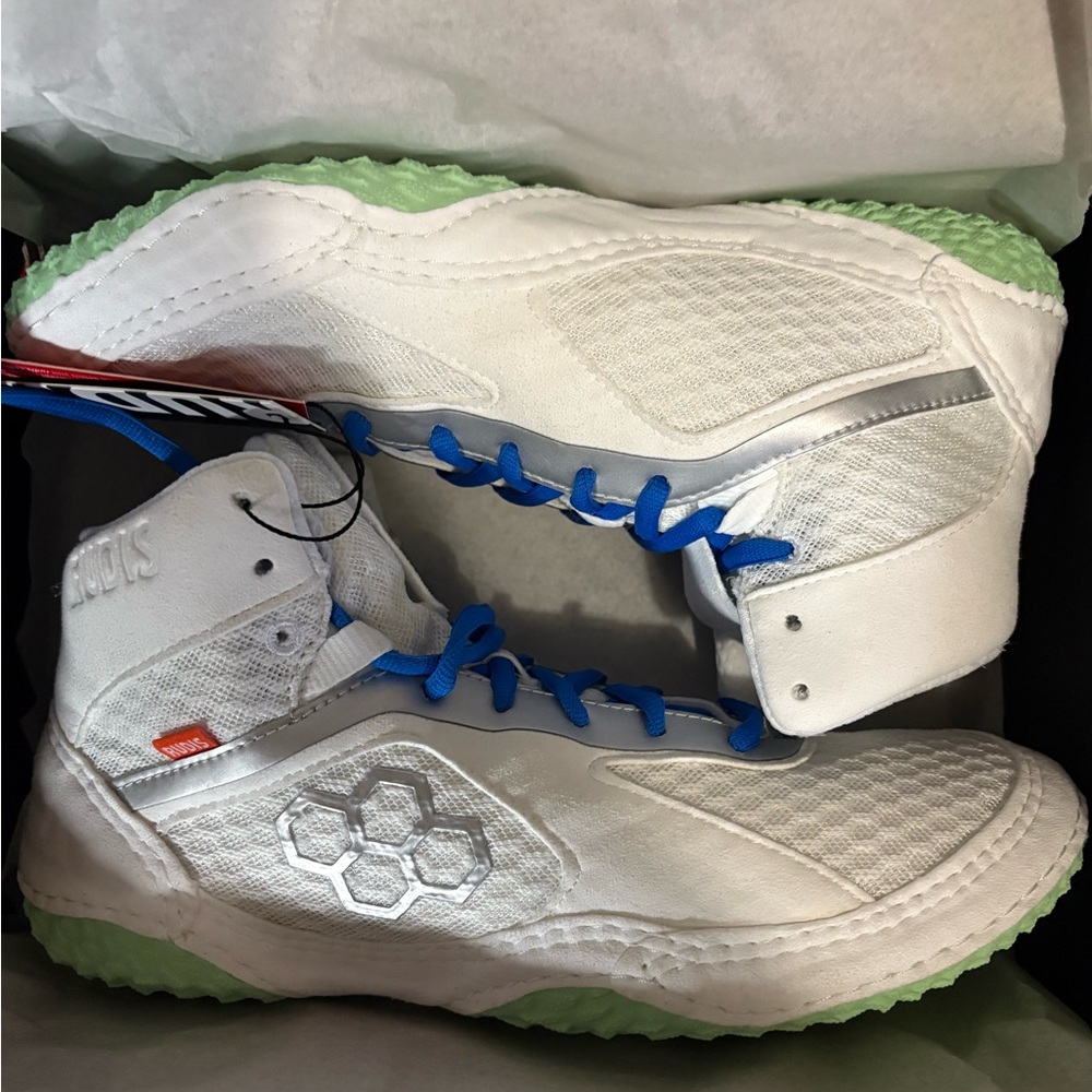 Kids White and Green Athletic Shoes